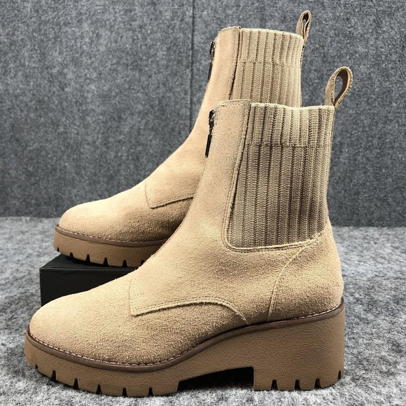 Blondo Waterproof Chelsea Booties Womens 8.5 M Beige Suede Lug Sole Ankle - Picture 3 of 16